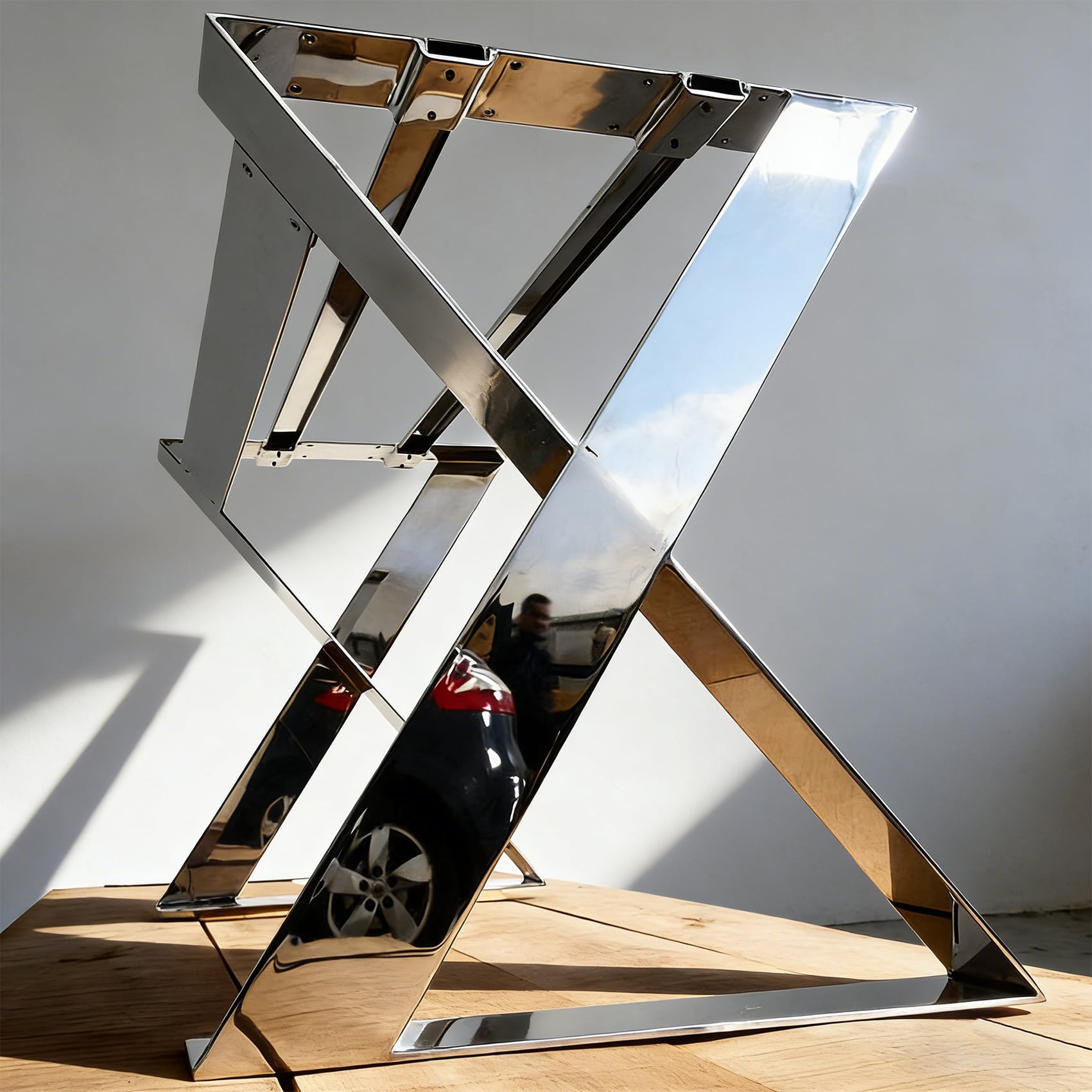 irror Finish Stainless Steel Table Legs, X-Frame Table Base, Heavy Duty Dining Table Support