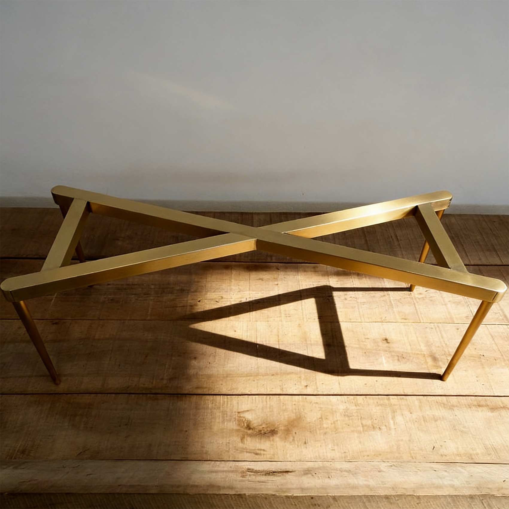 Brushed Gold Table Base, X-shaped Cross Table Legs, Heavy Duty Long Table Support